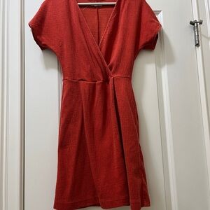 Chic Madewell Burnt Orange Mini Faux-Wrap Dress
